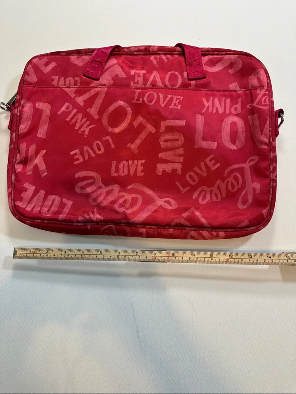 PINK Victoria's Secret Red Nylon 'Love' Laptop Bag
